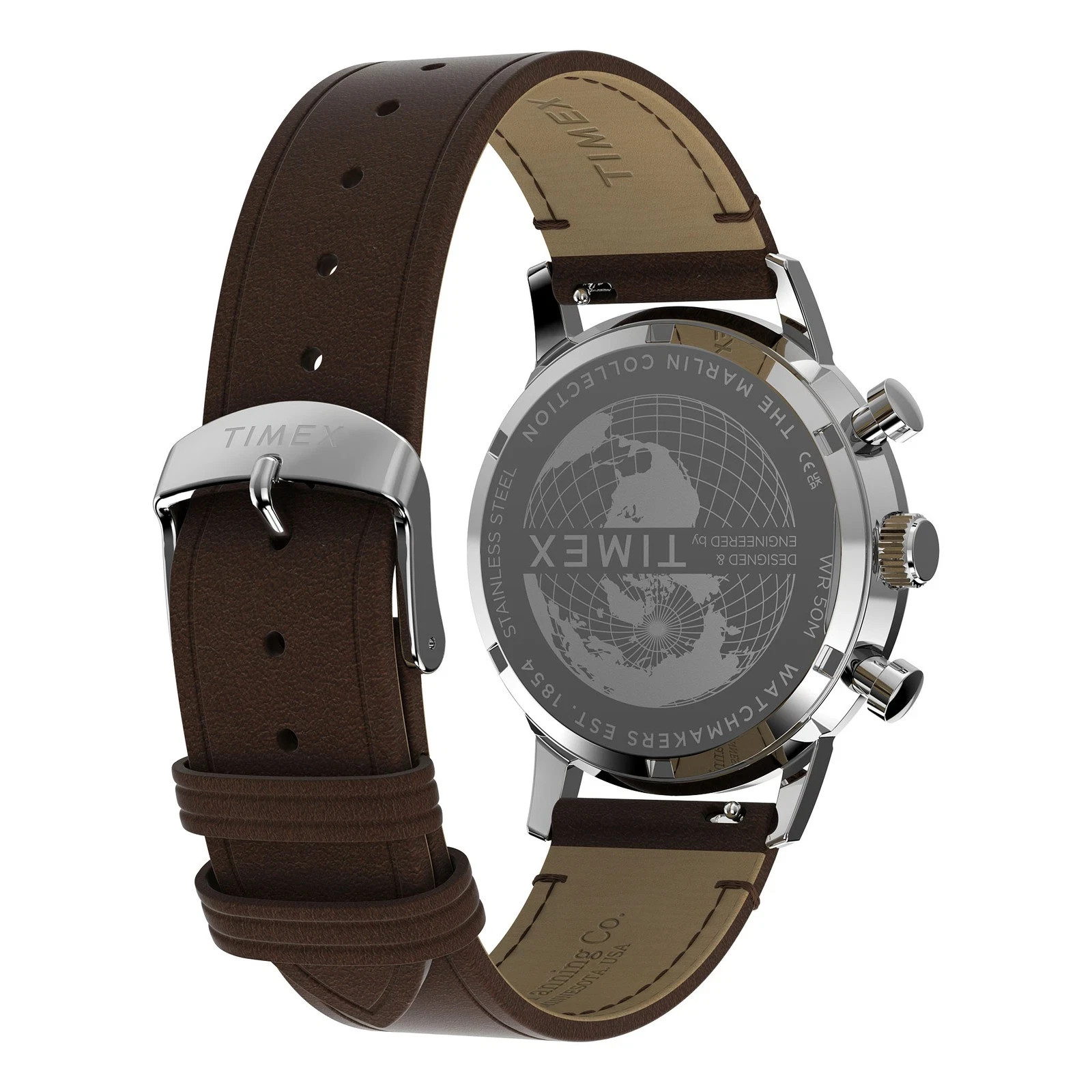 New Timex Marlin Chronograph Tachymeter 40mm Leather Strap Watch TW2Y66600
