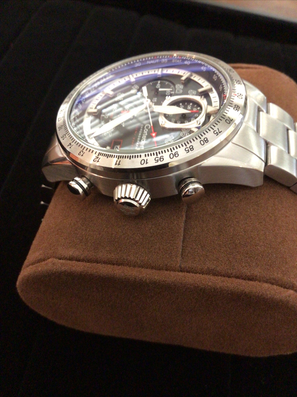 Cortebert Elevation CB-3005-55 Onyx Black Men’s Chronograph Watch ~ Never Worn