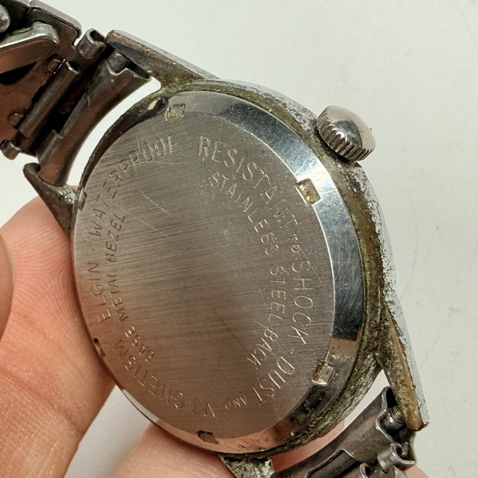 Elgin Sportsman 17 Jewels Black Dial. Wrist Watch RUNS