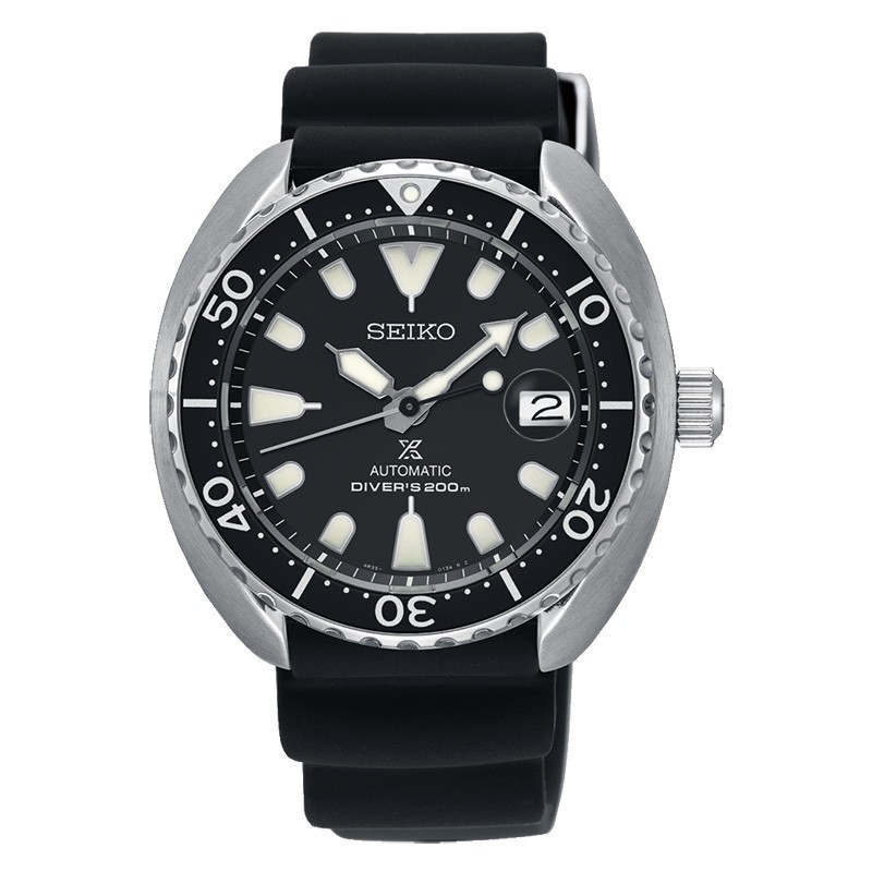 SEIKO ProspeX SRPC37K1 Automatic Diver Watch Mini Turtle Rubber Date 4R35 Black