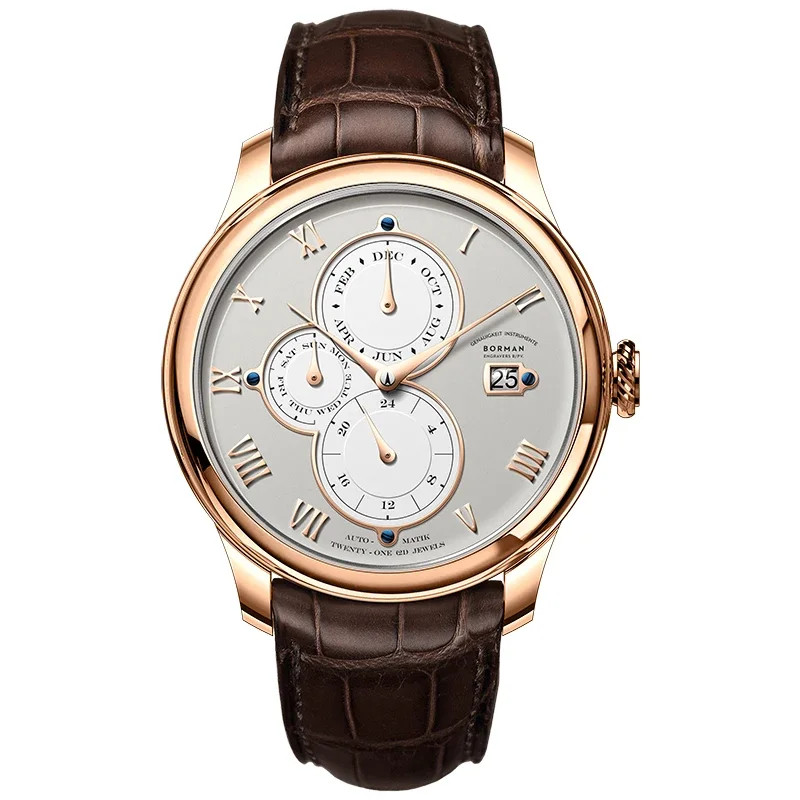 BORMAN Automatic Mechanical Men’s Watch Sapphire 50M Waterproof Leather BM18011