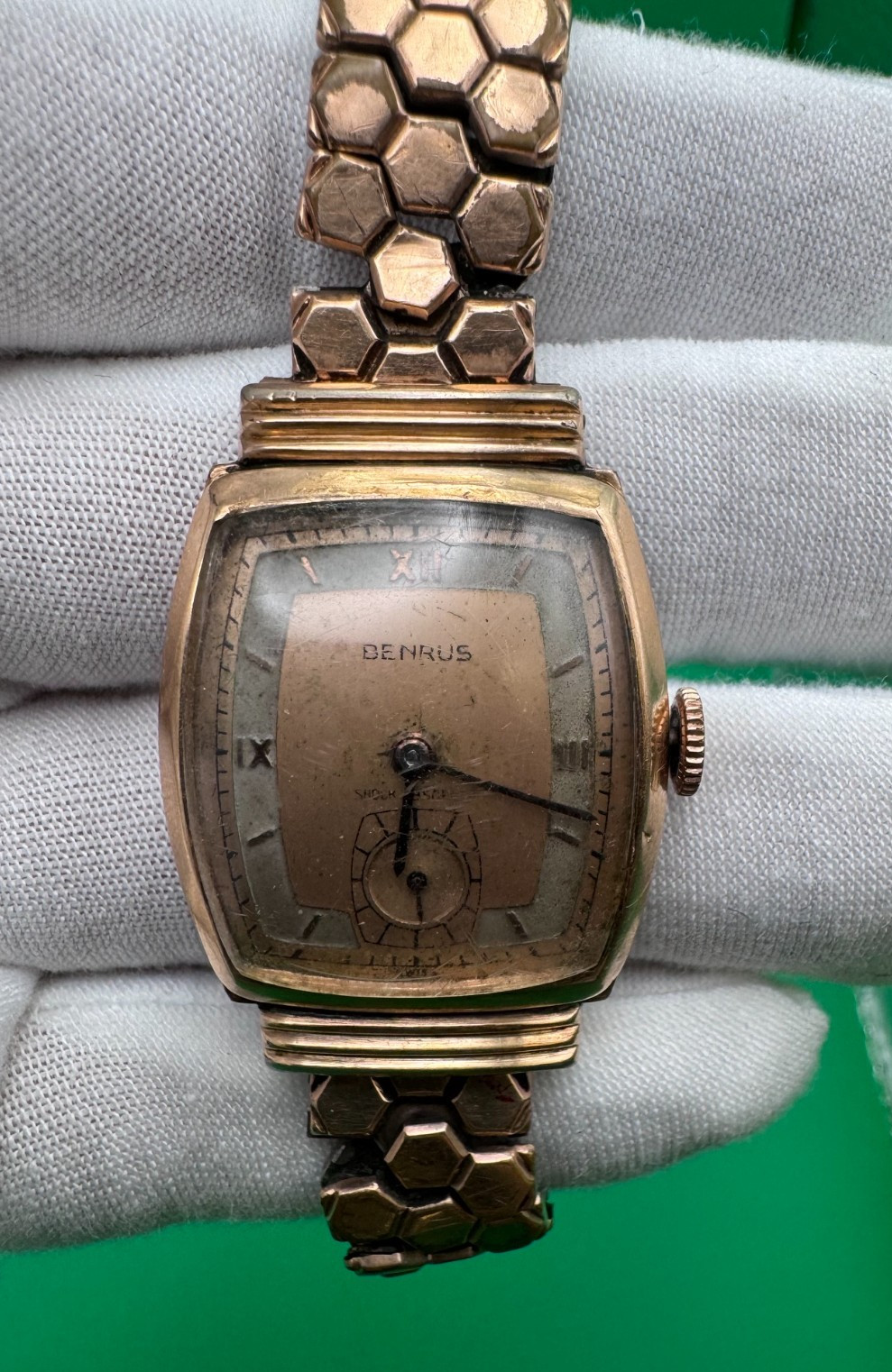 Vtg 1940’s Benrus Swiss Made 10K G/F Manual Men’s Watch – Running! #26003