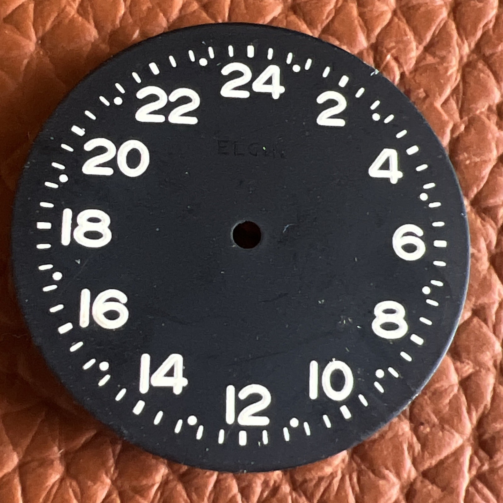 Vintage Elgin WWII Military Wristwatch Black Dial 24HR 26.4MM