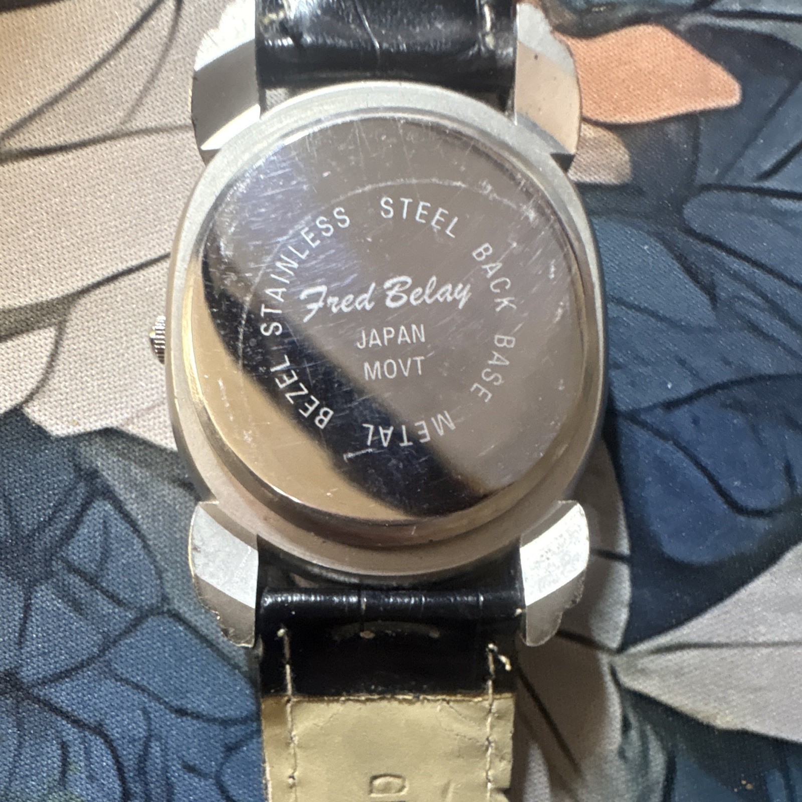 Fred Belay Women’s Dress Quartz Watch Black Textured Dial Silver Case Leather