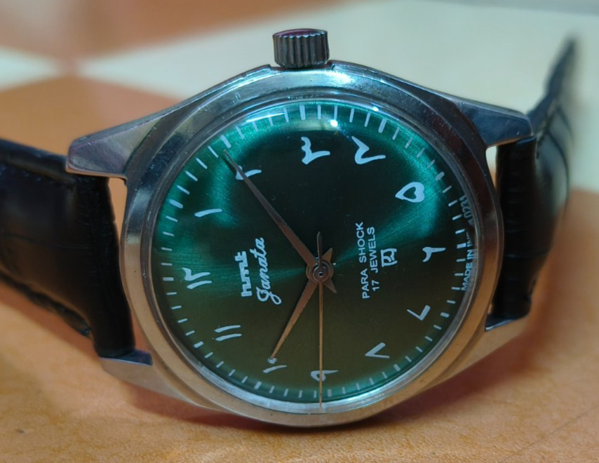 Vintage HMT Janata Green 17 Jewels Mechanical Hand Winding Men’s Wrist Watch