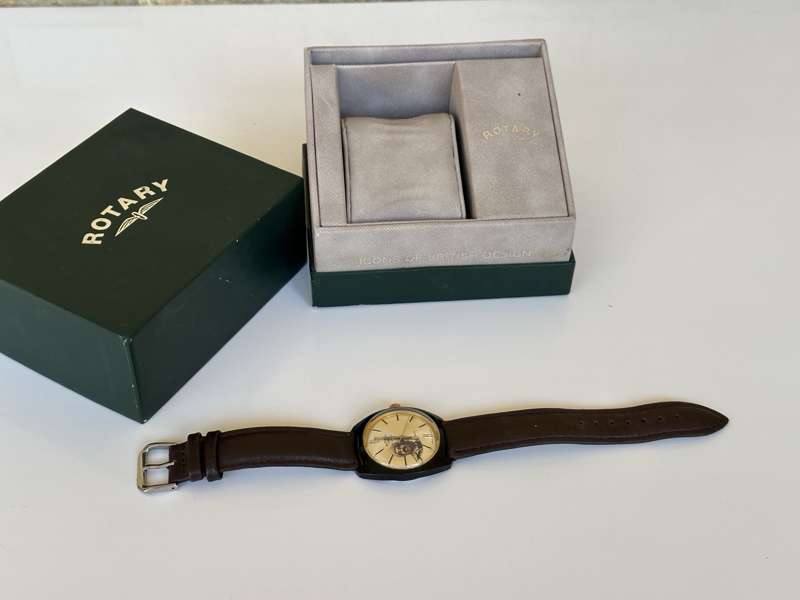 Vintage Rotary Saddam Hussein Iraq Portrait Watch Manual Wind 36mm Boxed 1970s