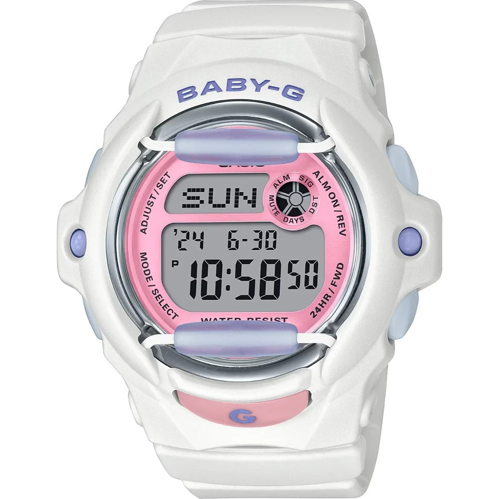 Casio Baby-G Ladies Watch BG-169PB-7ER Digital White Resin Strap Pink Dial 200M