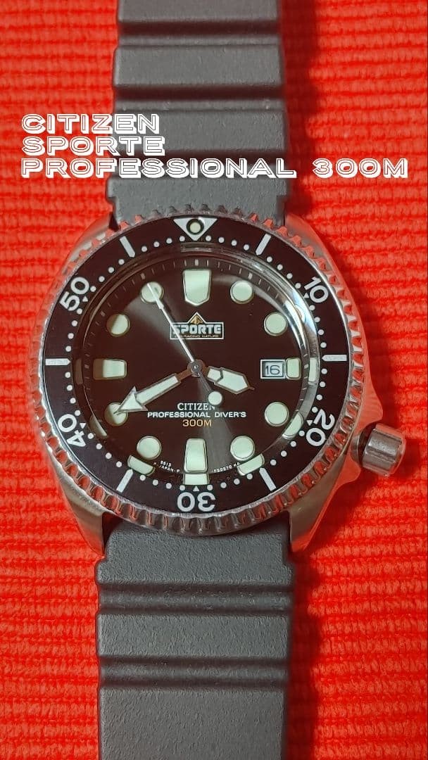 CITIZEN F50531 5513-F50531 Quartz Black Diver Used Watch Analog Date Running