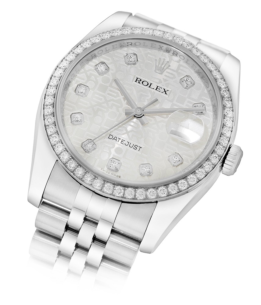 ROLEX Stainless Steel 36mm Datejust Factory Diamond 116244 Box Warranty MINTY