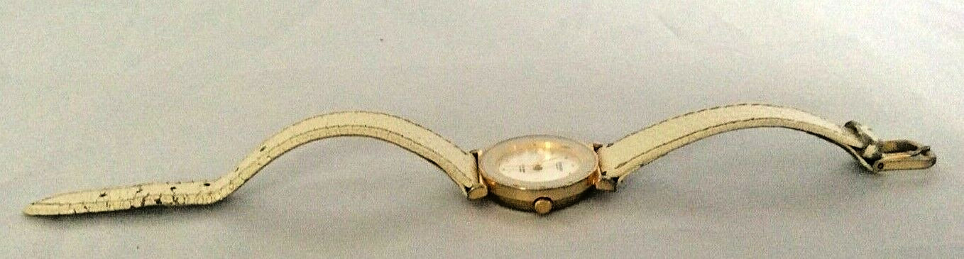 Two Thai-assembled Ladies Watches Jasper Leopard White Leather Gold Tone Hands