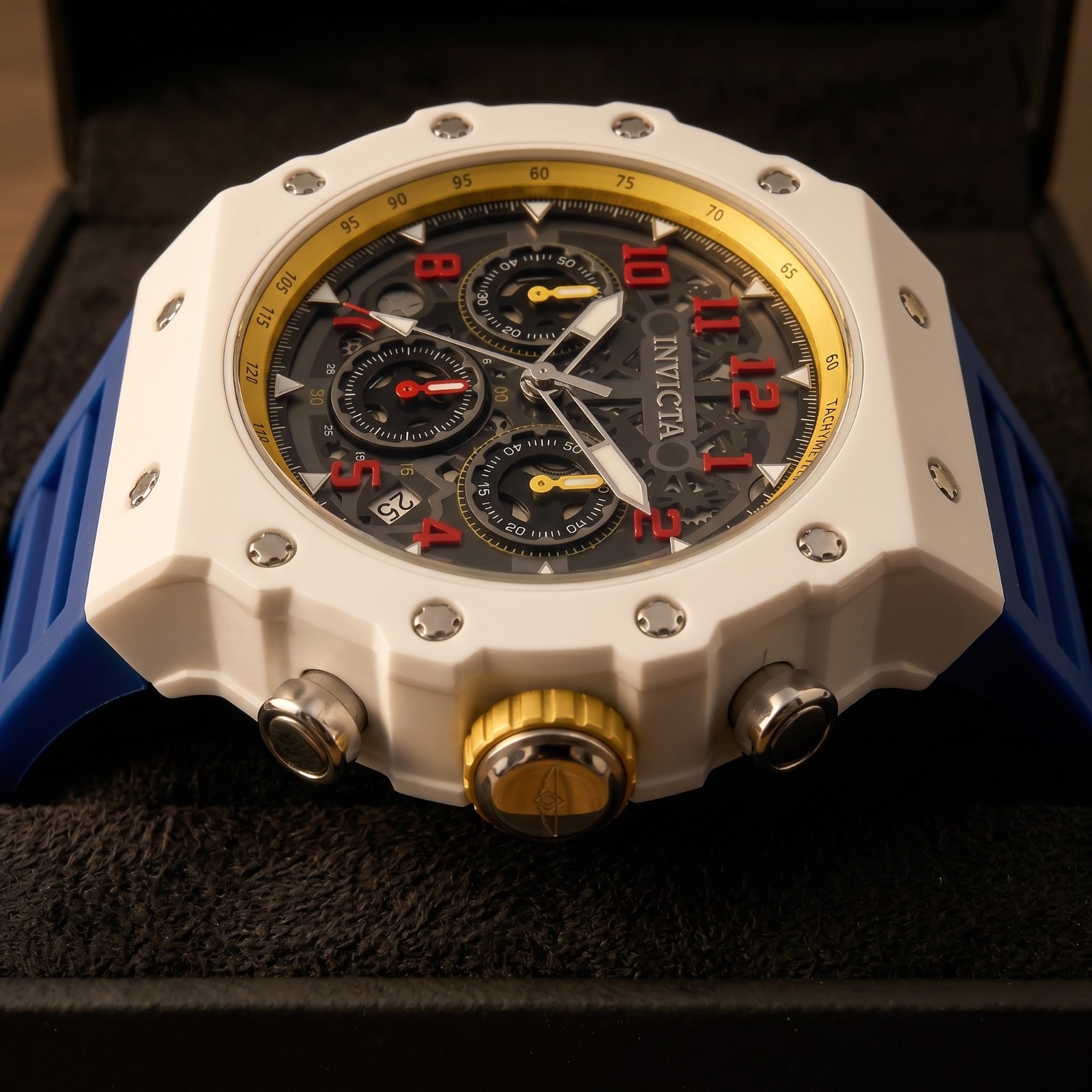 Invicta Racing Vaulthan 69666 Men’s 44mm Blue Silicone Skeleton Dial Watch New