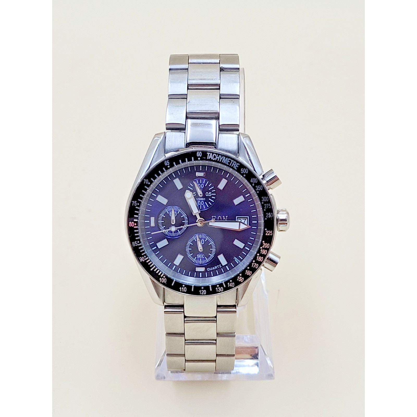 EON 1962 Men’s Chronograph Watch Blue Sunray Dial, Stainless Steel, Quartz VTG