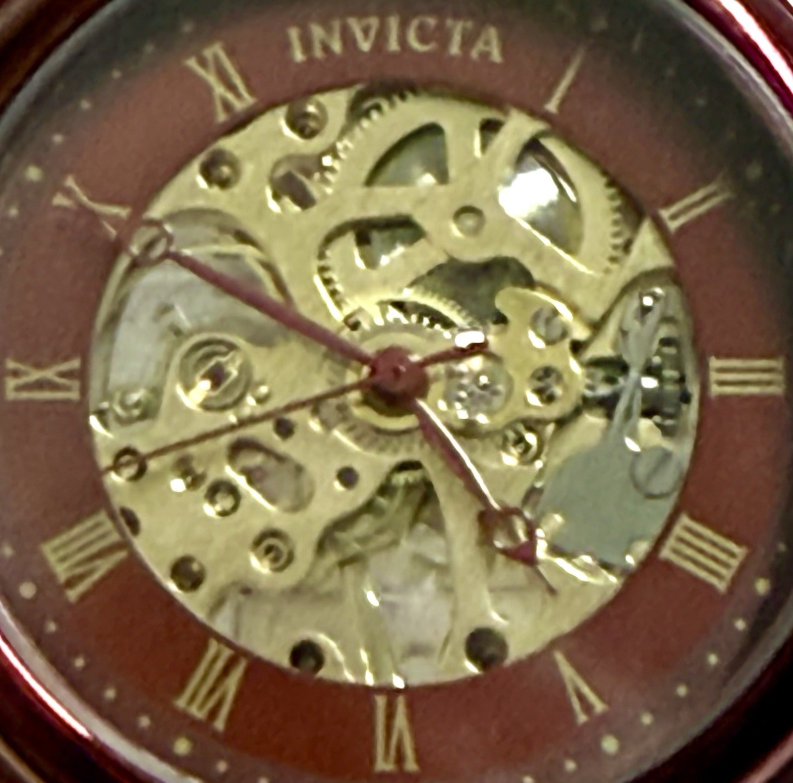 42mm Burgundy Case & Strap | Skeleton Mechanical Manual| Invicta SPECIALTY Watch