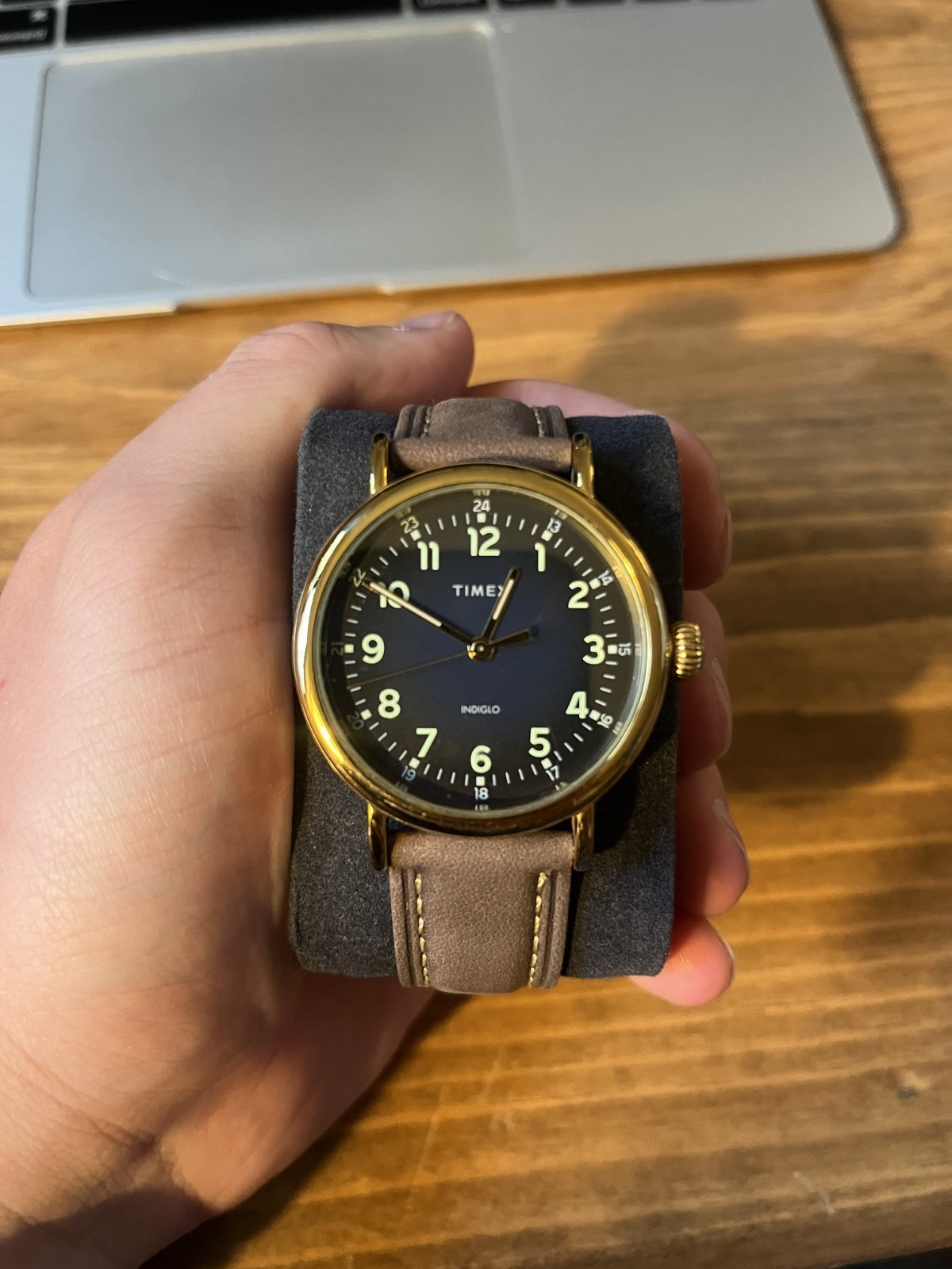 Timex Weekender 40mm Brown/Blue Two-Piece One Size, Tan/Blue/Gold-Tone