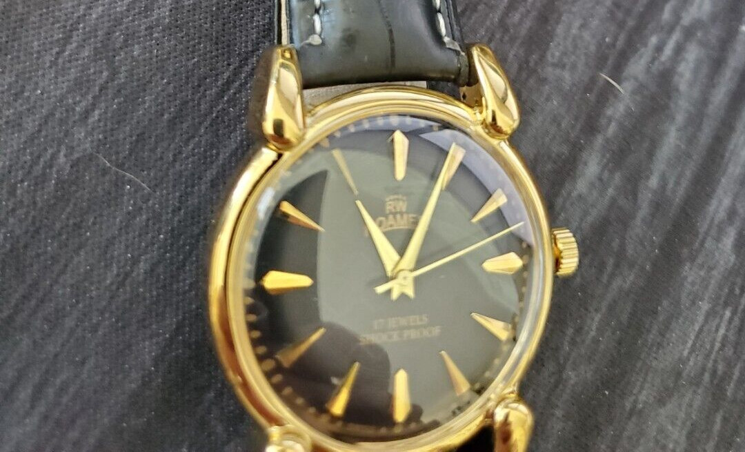 ✨Vintage Roamer Brevete Swiss Mens Manual Watch Gld Blk Blk