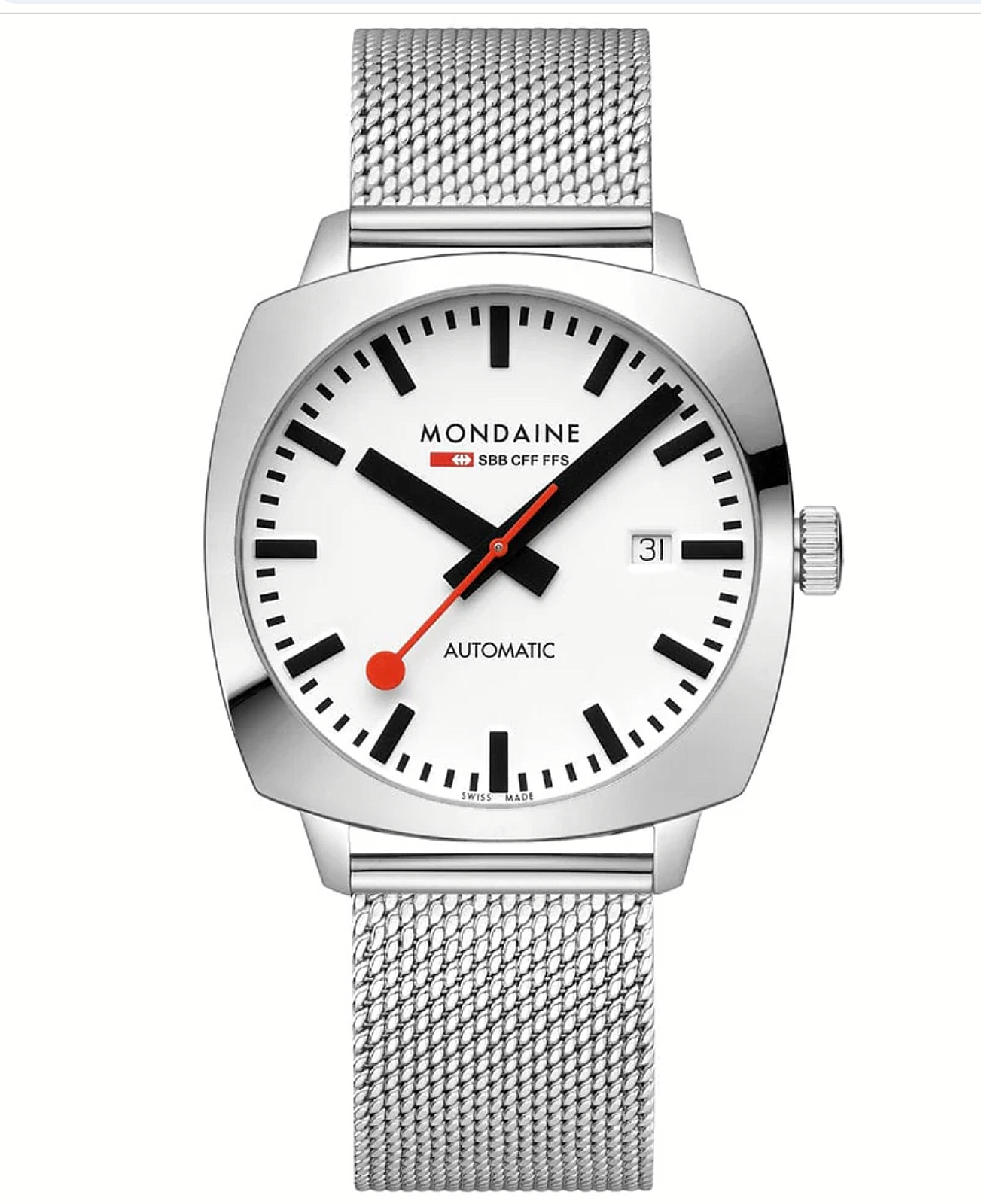 Mondaine MSL.3961B.SM Mens Swiss Watch Cushion Automatic 39mm Sapphire Crystal