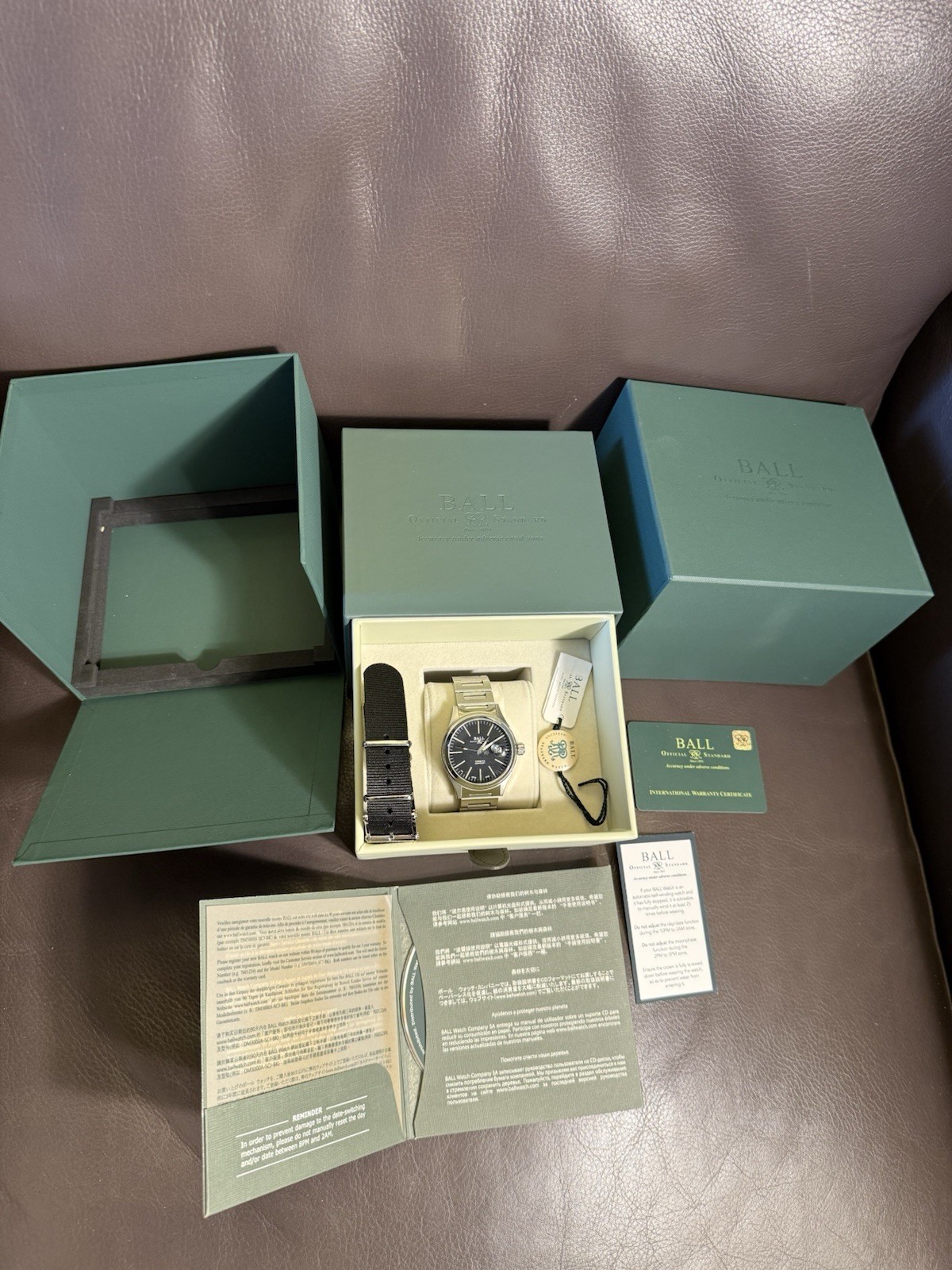 BALL Stokeman Auto Black Dial 40mm Date full set, Box&P NM2188C-S5J-BK