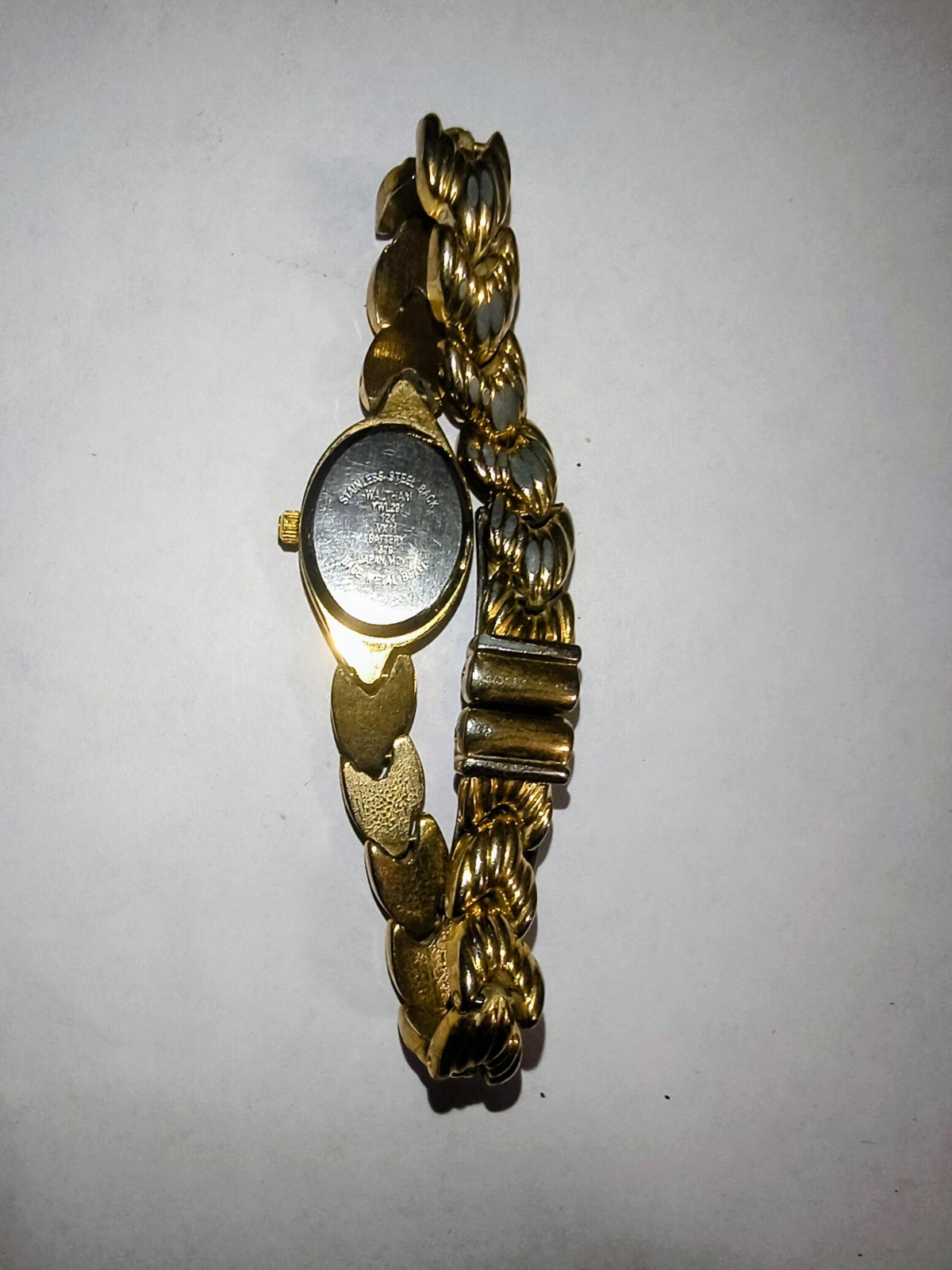 Waltham Women’s Vintage Quartz Oval Analog Watch Gold-Tone White Dial Bracelet