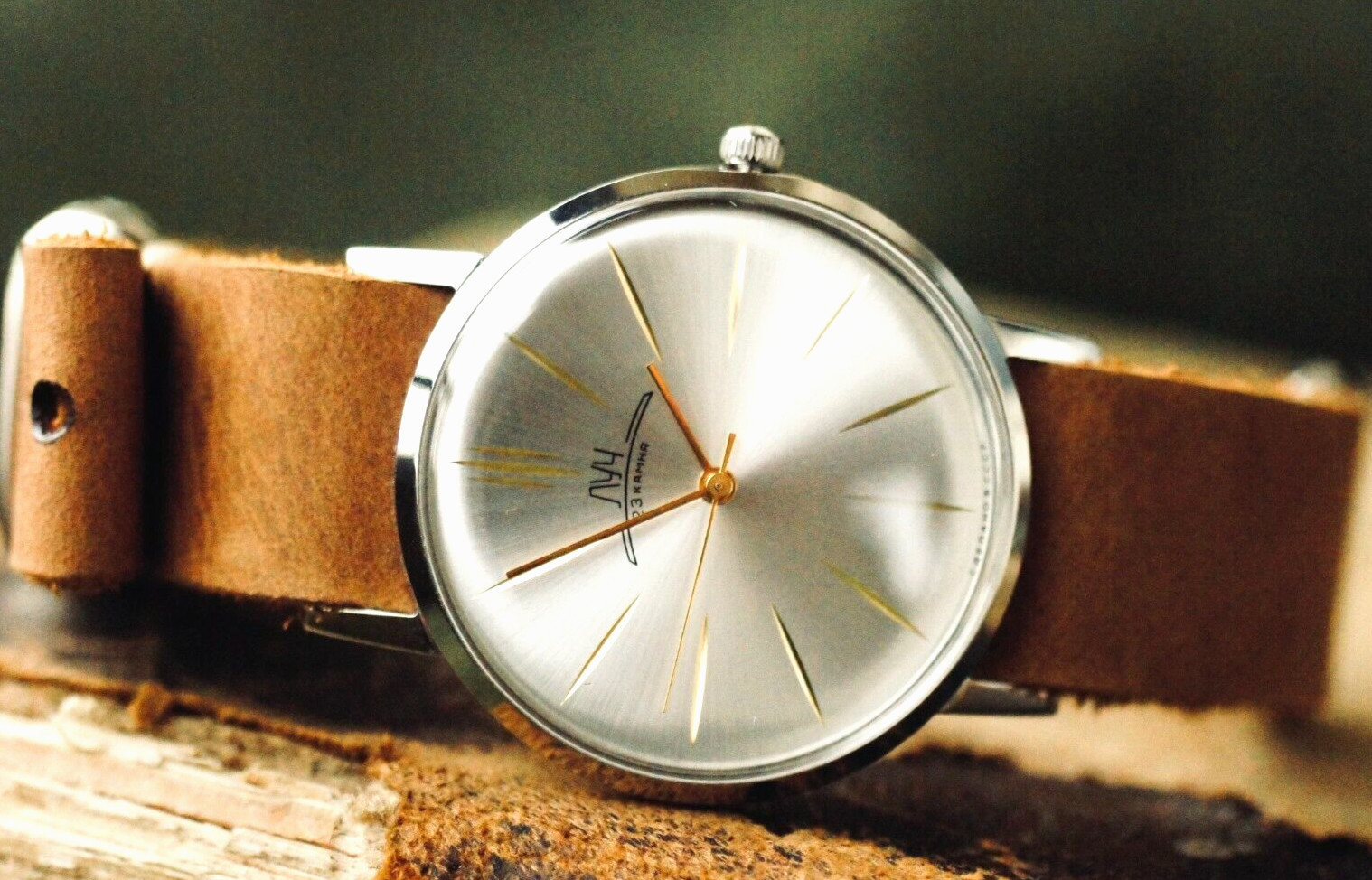 LUCH Ultra SLIM Watch Mechanical (POLJOT De Luxe) Men’s Leather Strap