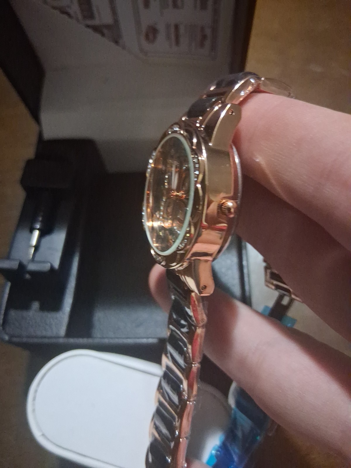 ZIDO skeleton dial automatic mechanical watch black/rose gold Tone bracelet box