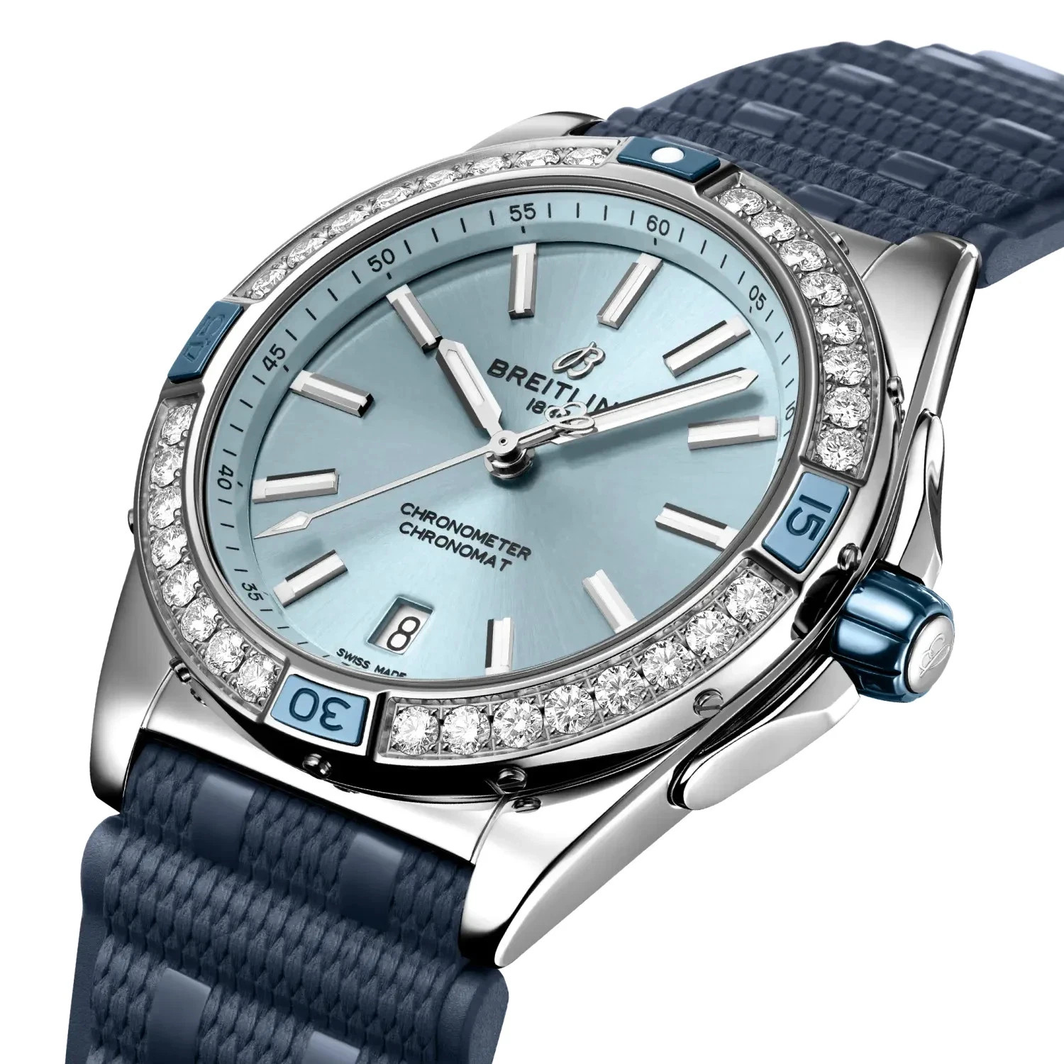 2026 Breitling Diamond Super Chronomat Ice Blue Ladies Watch A17356531C1S1