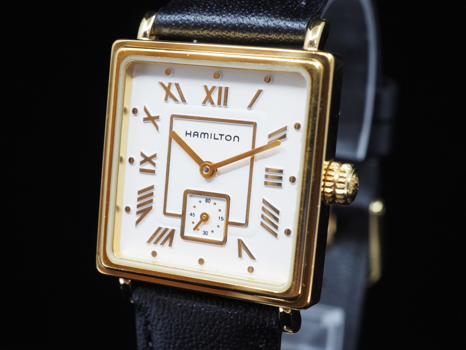 Near MINT Hamilton 6324 Small Second Roman Quartz 26mm Mens Watch JAPAN