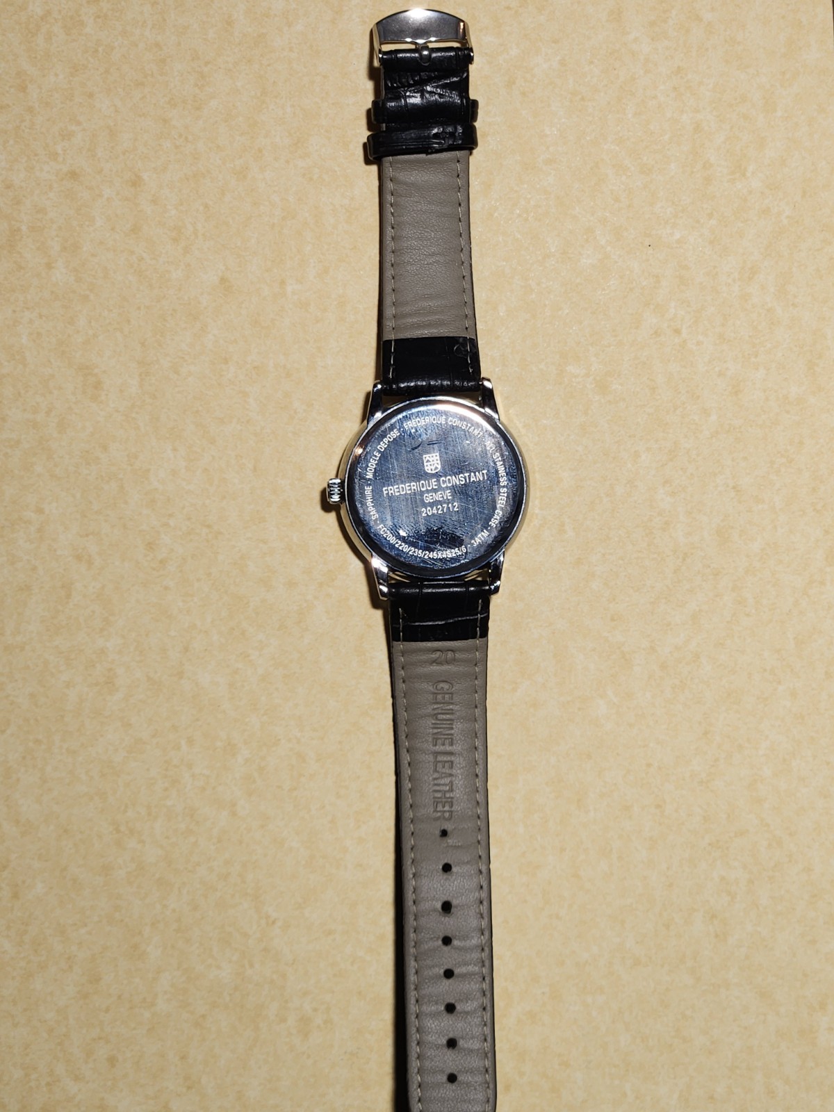 Frédérique Constant Genève Men’s Quartz White Dial Date 35mm Steel Leather