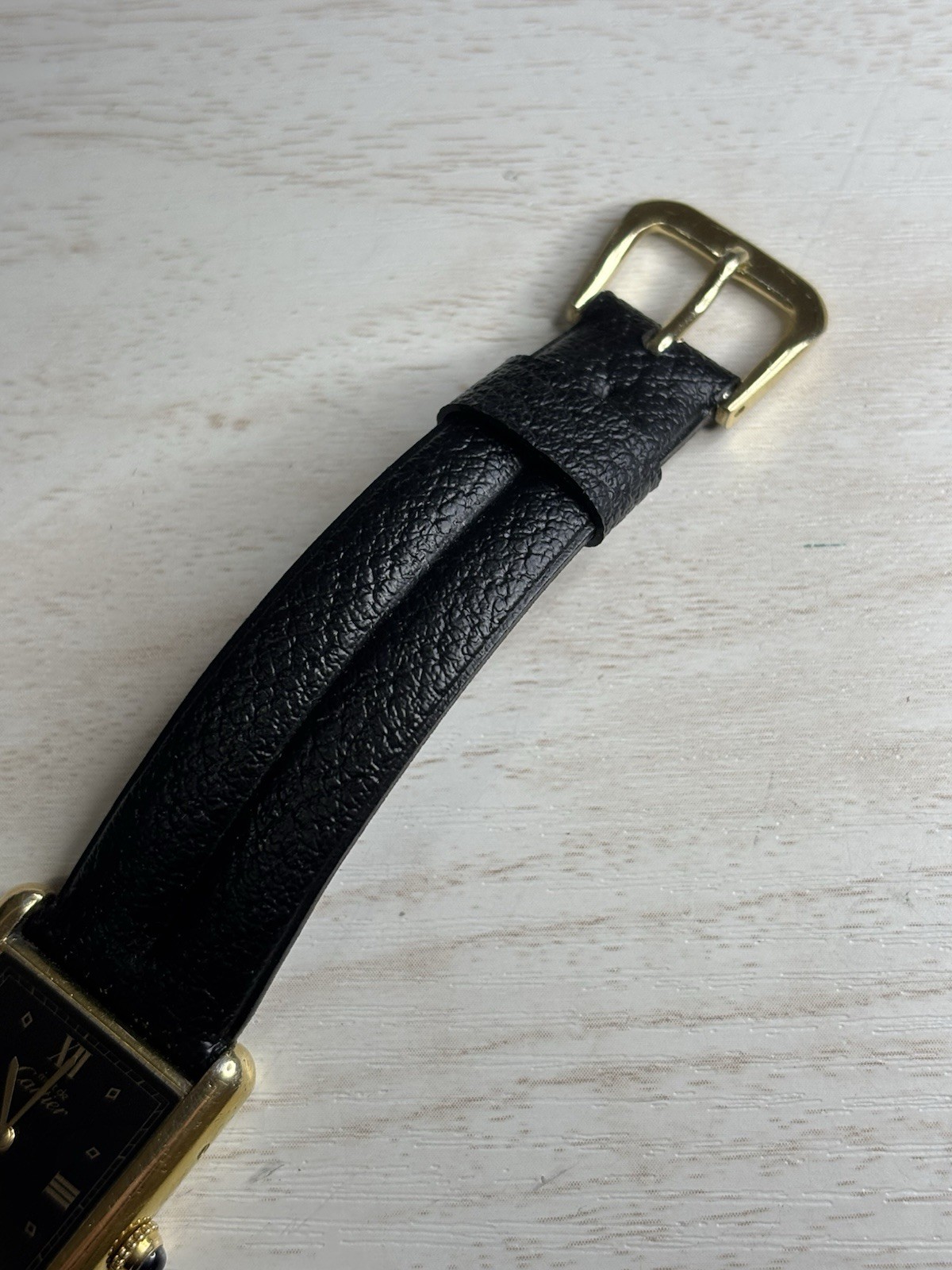 Vintage Must De Cartier Tank Quartz 23.5×30.5mm | Black/Gold Roman Dial Working!
