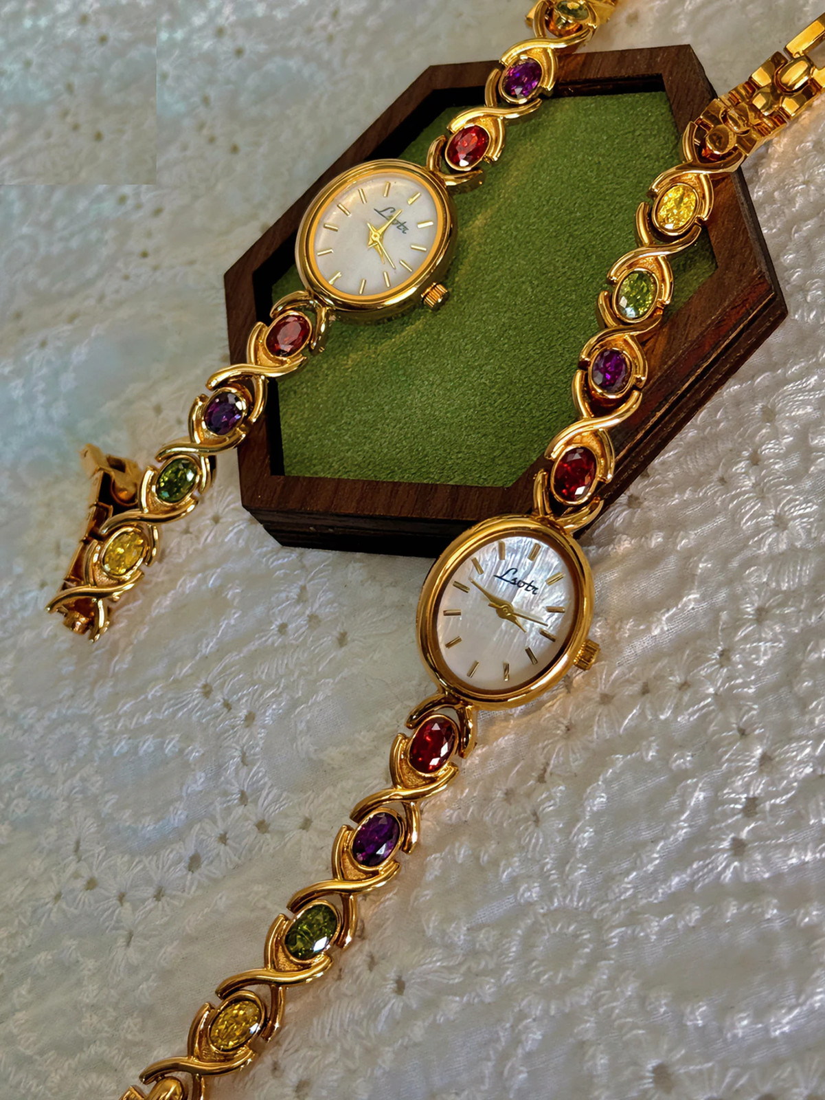 1pc New High-End Luxury Women’s Watch Embedded With Colorful Tourmalines
