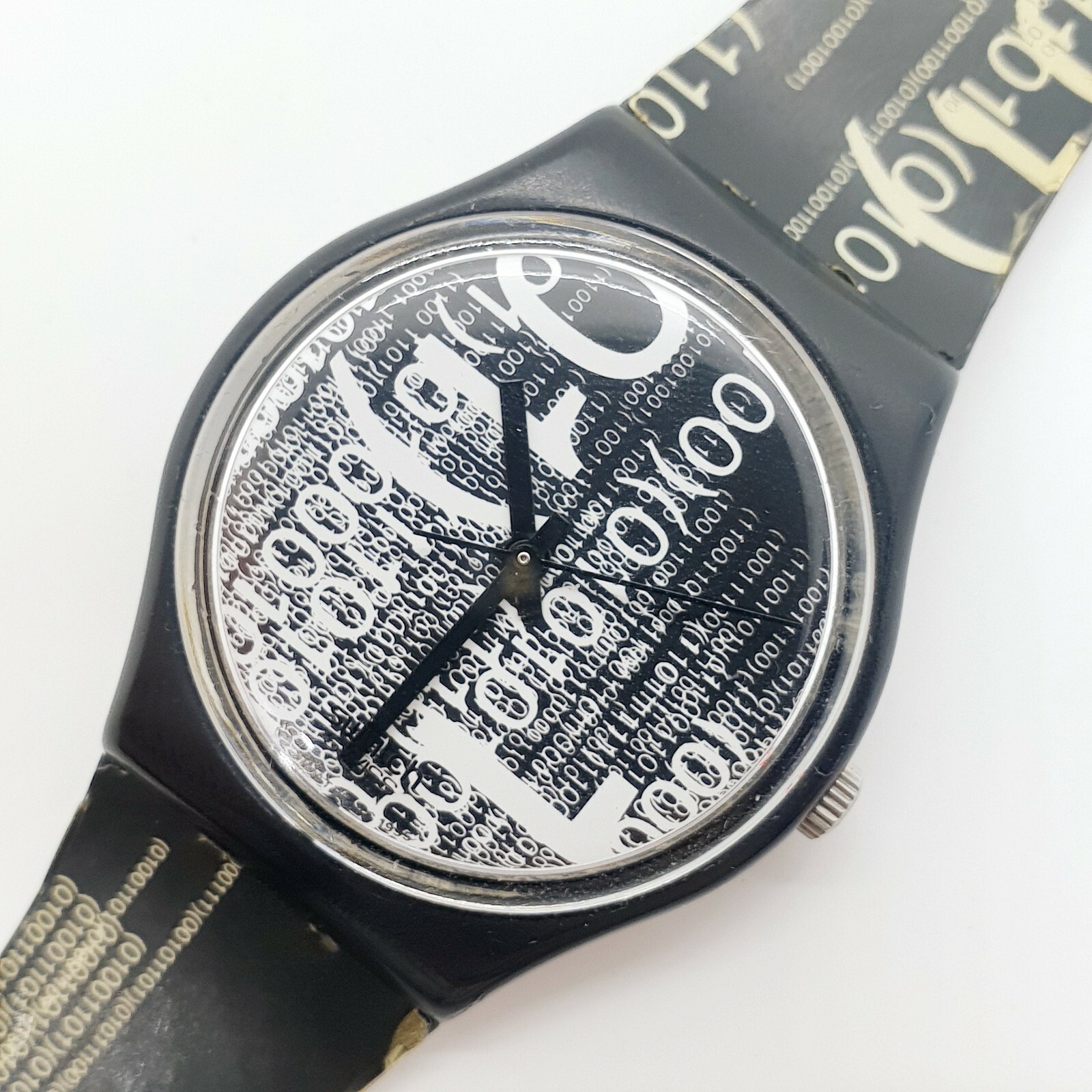 1996 Black and White Swiss Swatch Watch, Photography Artist Swatch Watch 90s
