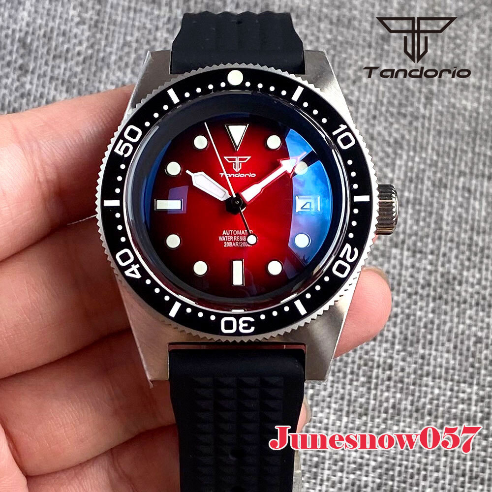 Black Chapter Ring Red Sunburst Dial AR Sapphire 41MM Diver NH35A Auto Men Watch