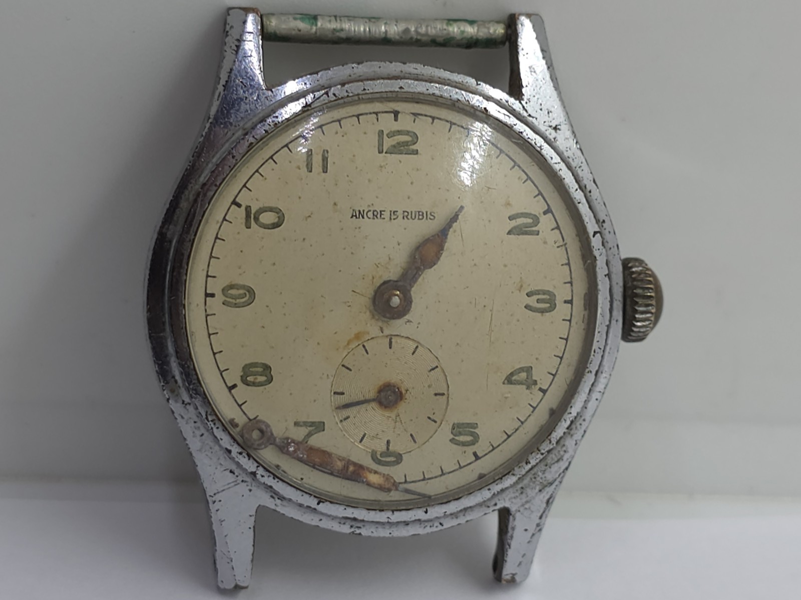 Vintage Ancre 15 Rubis Military Watch WWII Cal. Cupillard 233 From 1930 Balance