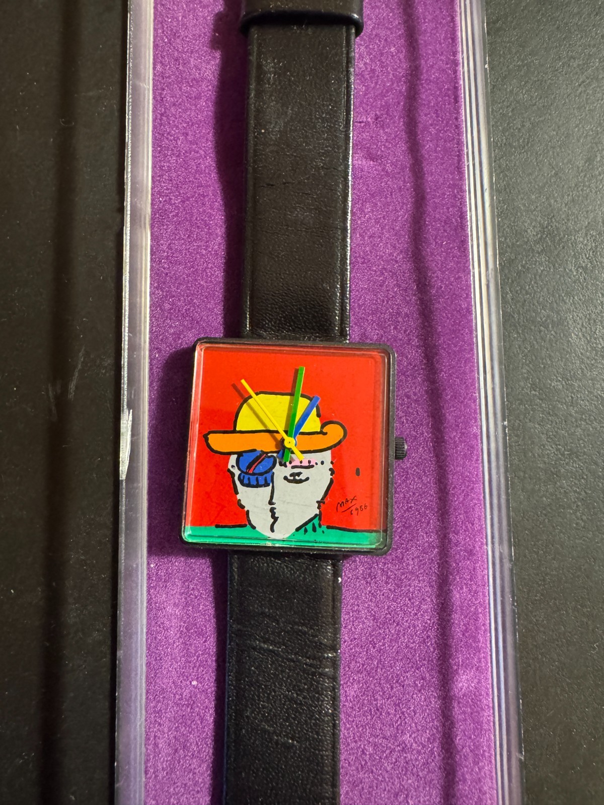 Peter Max Zero Man Pop Art Men’s Watch Square Face w/ Original Case