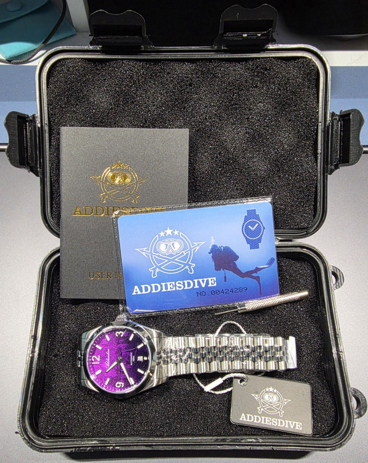 ADDIESDIVE AD2547 39mm Automatic Watch Purple Waterproof Citizen Miyota New