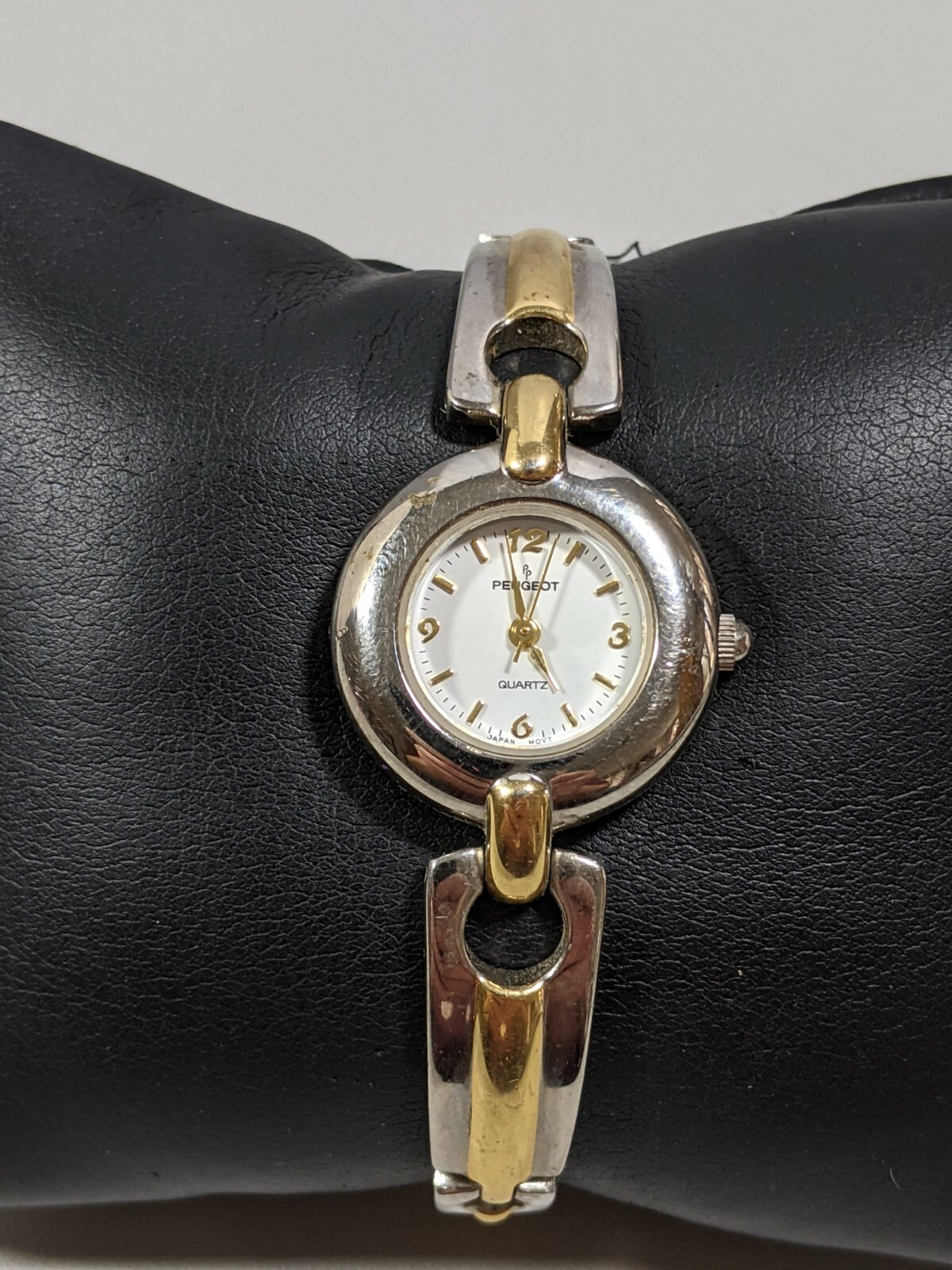 Peugeot White Dial Silver Tone Round Case 24 mm Tow Tone Bracelet Band Watch