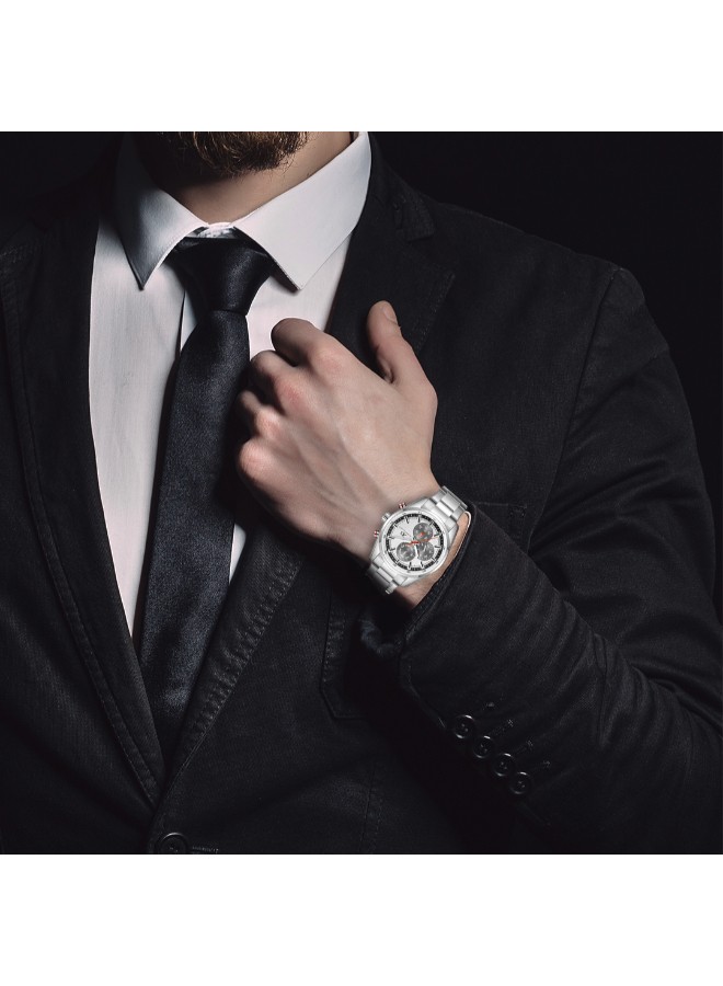 Kenneth Scott Men’s Multi Function Watch | White Dial, 47mm, 30 m (3 ATM)