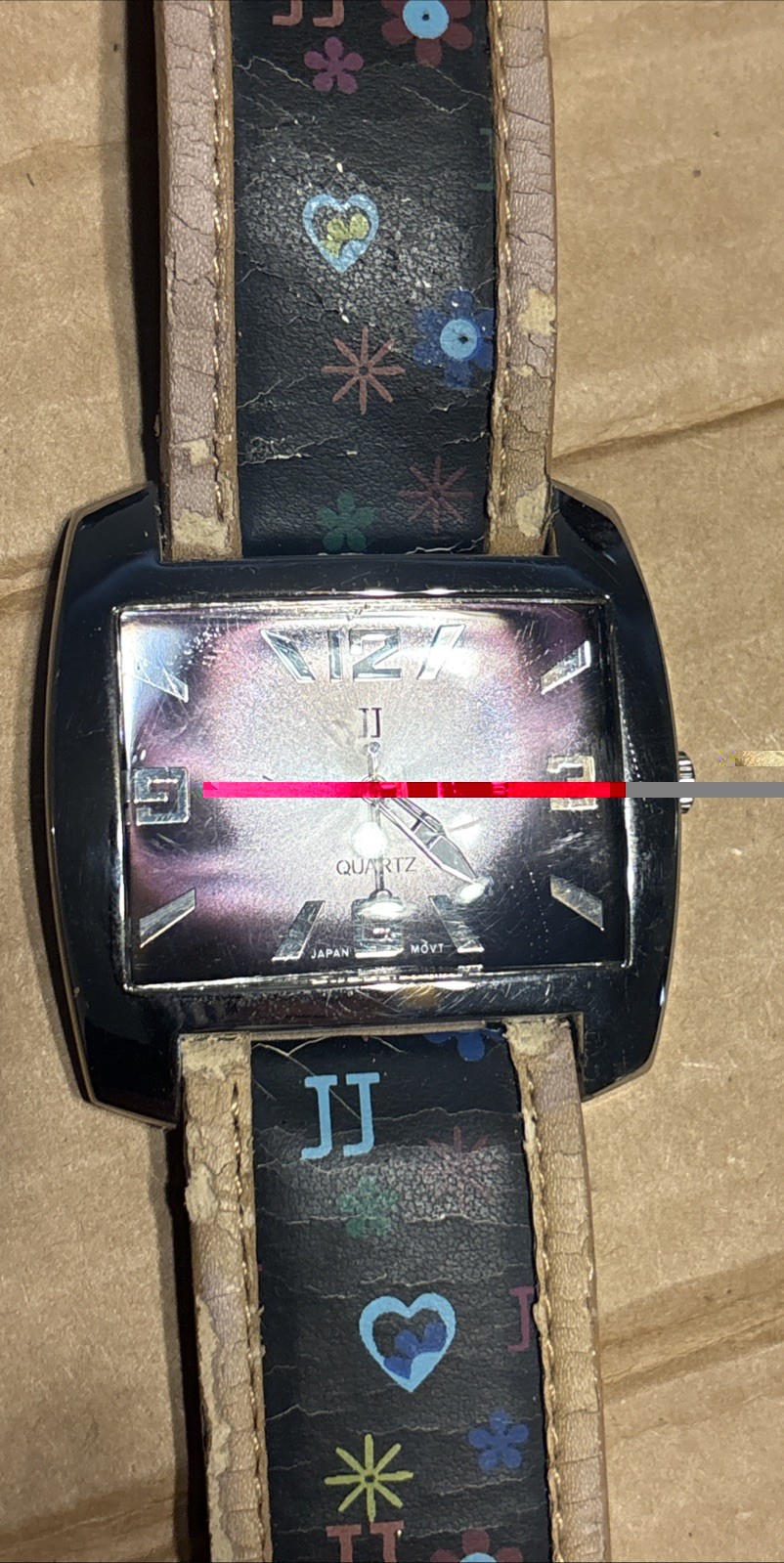 Vintage Y2K JJ’s Australia Pop Art Cuff Watch Heart Flower Doodle Retro RUNS
