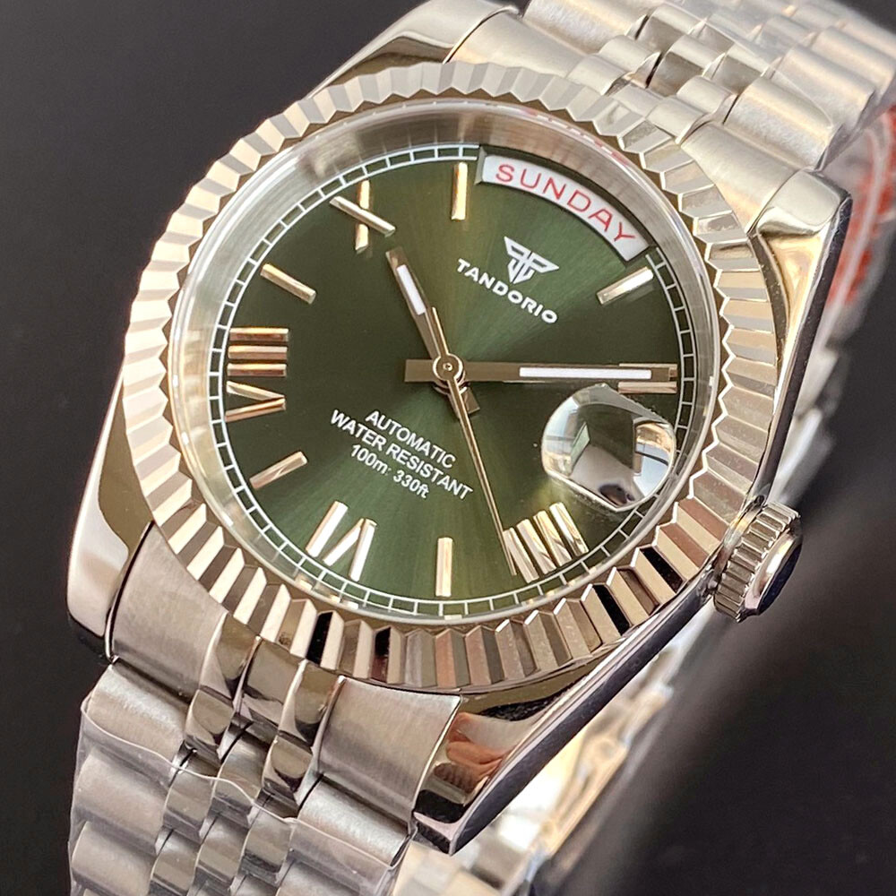 Tandorio 200M Dive 36mm 39mm Date Week Sunburst Dial Roman Number NH35 Men Watch