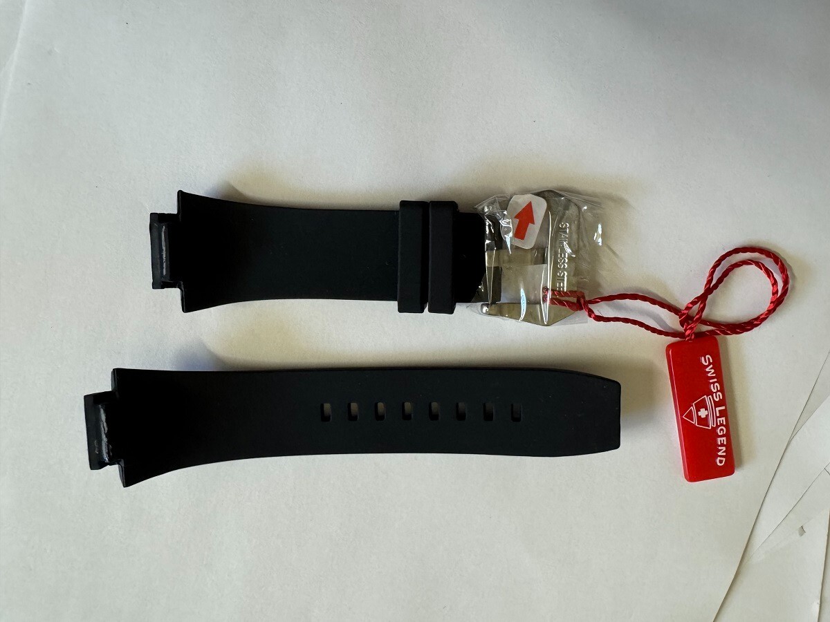 Man’s Swiss Legend Trimix Silicone/Rubber Black watch band strap