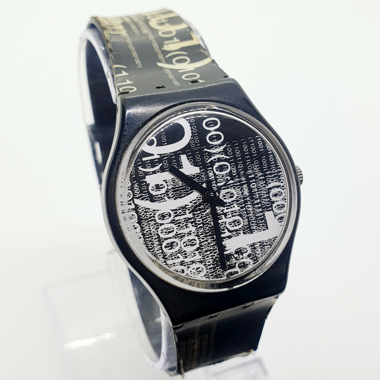 1996 Black and White Swiss Swatch Watch, Photography Artist Swatch Watch 90s