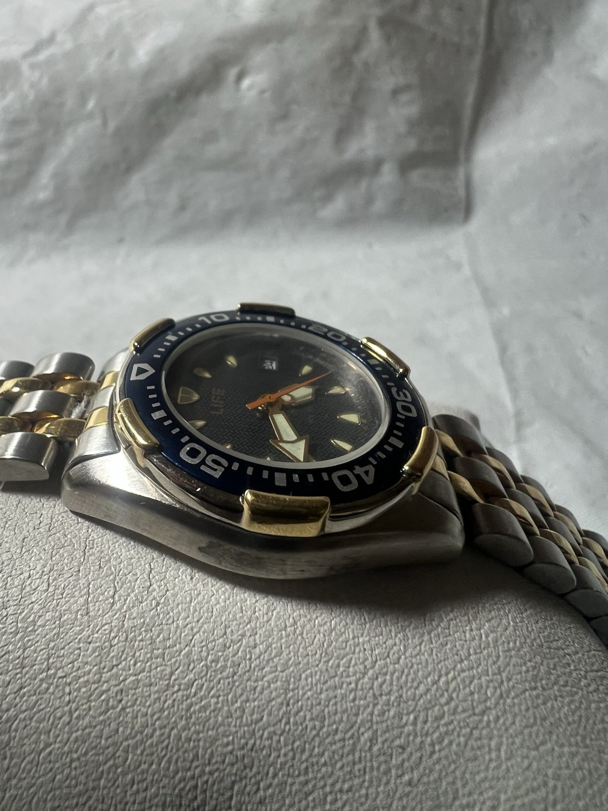 LIFE, Classic design navy blue, date, rotating bezel,Super Luminous,WR50M,St/Ste