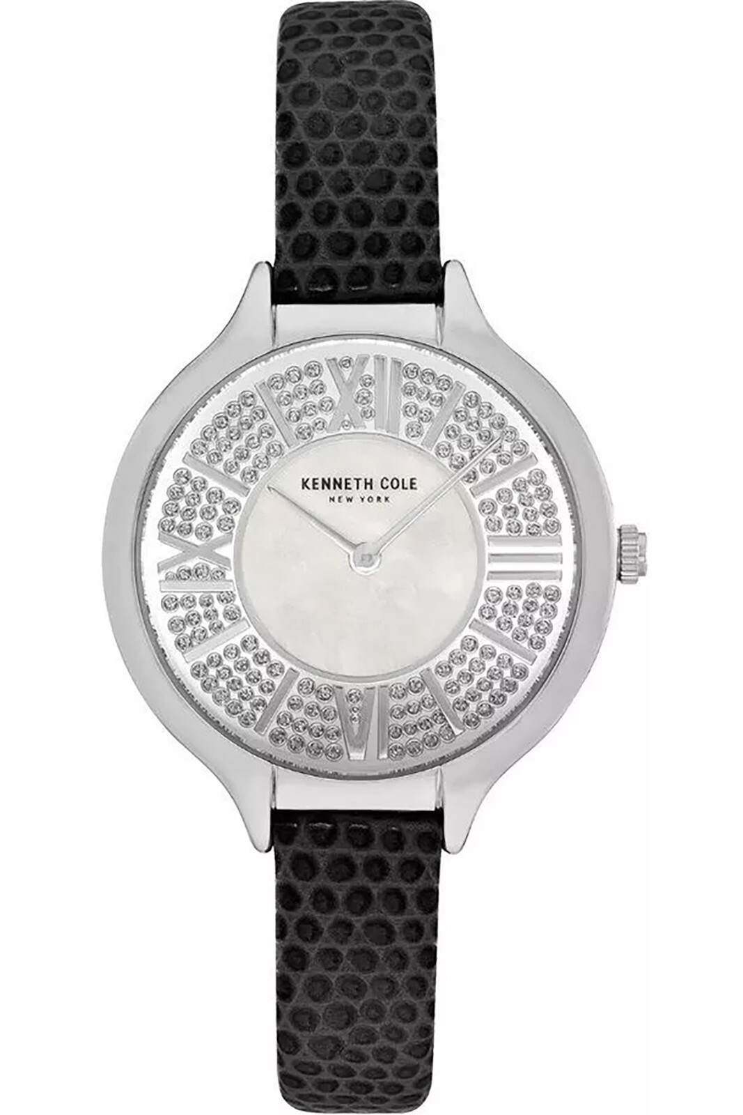 KENNETH COLE KC51054005,Women’s Dress,Stainless Case,Silver-Tone,Black Strap,30m