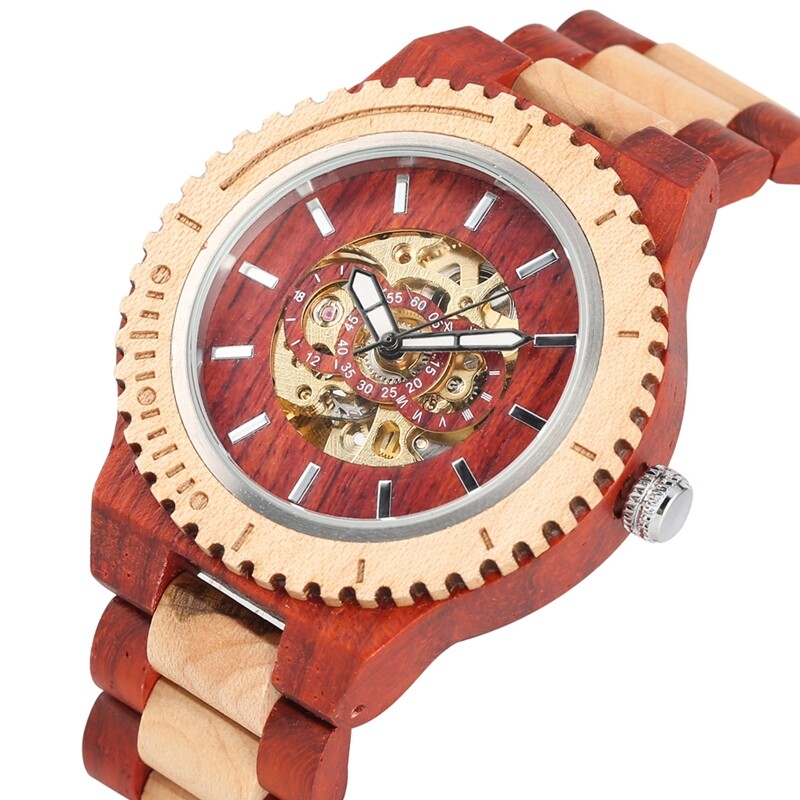 Modern Men’s Watch Casual Self-wind Mechanical Wrist Watches Adjustable Strap