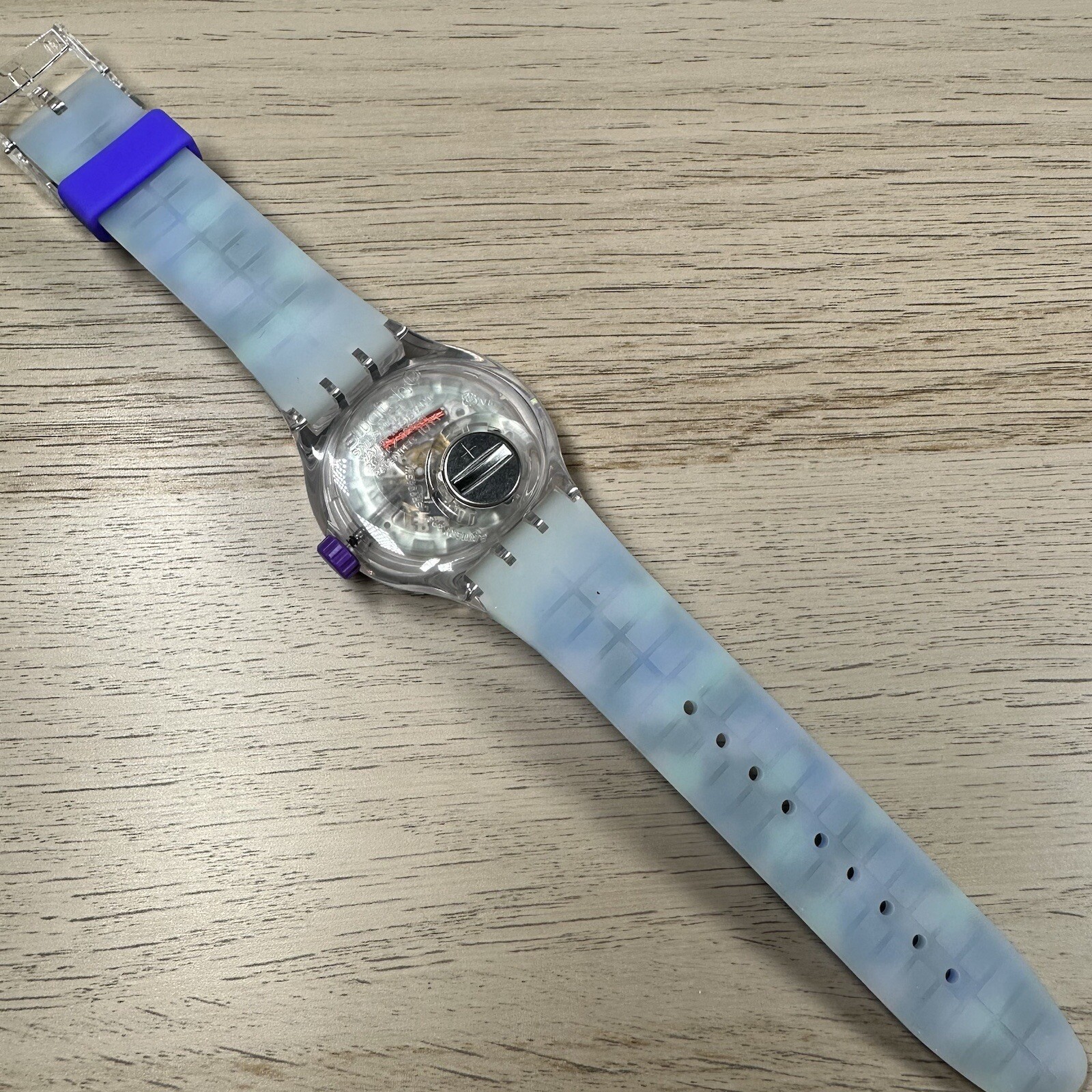 NEW✅ Swatch Watch Scuba PEDRINHA AZUL SUUK110 Skeleton Blue And Purple Watch