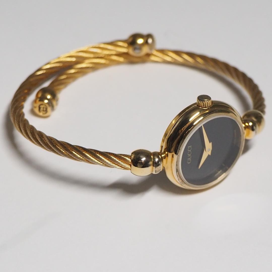 Gucci 2700 Wire Bangle Watch Black Quartz Ladies Japan H982 0714543
