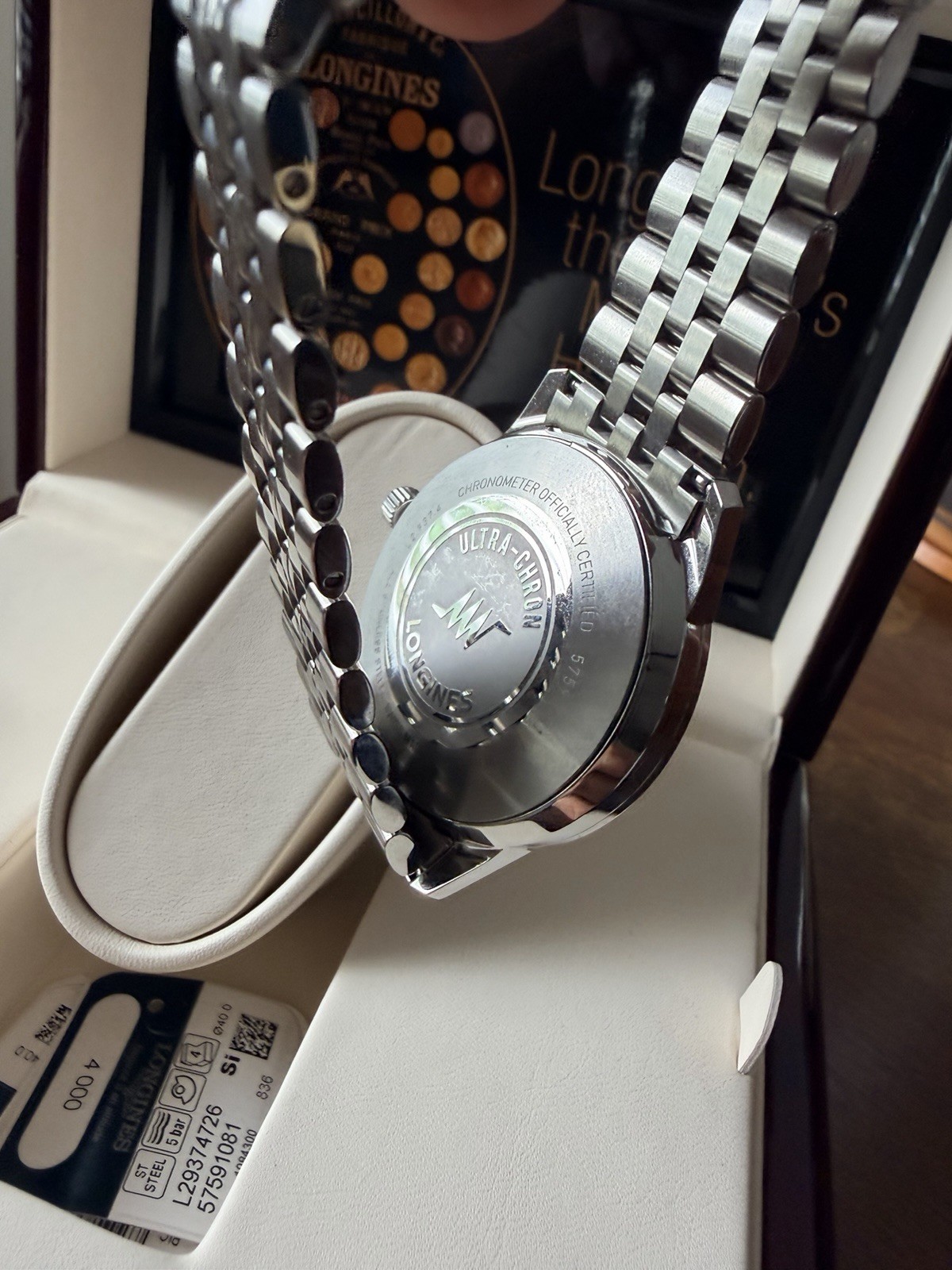 Longines Ultra-Chron Automatic Chronometer 40mm Silver Dial Steel Box Papers