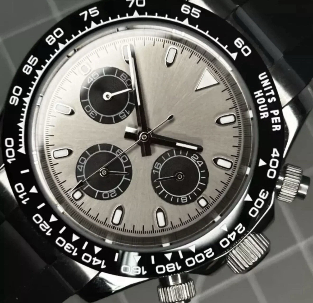 Custom 39mm Grey Seitona Mod Watch Rubber Band w/ VK63 Chronograph