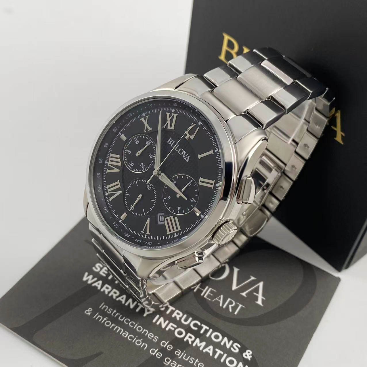 Bulova 96B288 Men’s Wilton Chronograph Quartz Watch Black Dial Stainless Steel