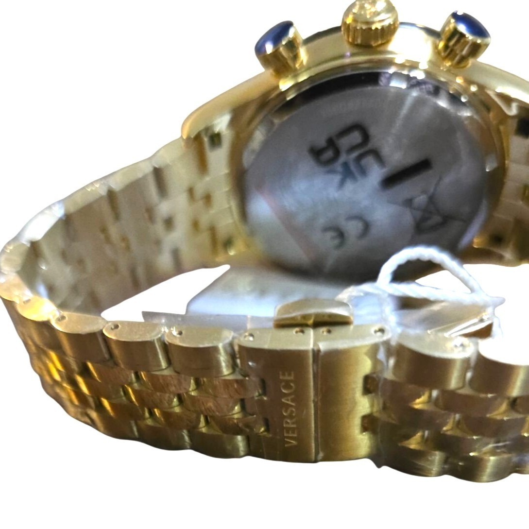 Versace Hellenyium Chrono Mens Gold-Tone Stainless Steel Watch VE2U00622 44mm