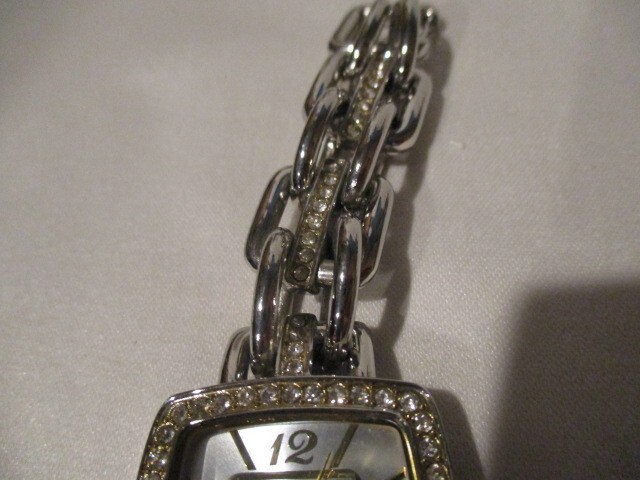 CELEBRITY 2 Tone Bracelet Watch International w/Rhinestones on Bracelet & Bezel